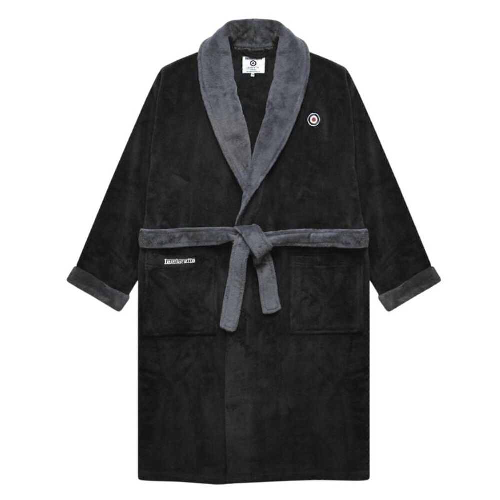 Lambretta Mens Luxury AW25 Bathrobe / Black/Iron - Picture 1 of 2